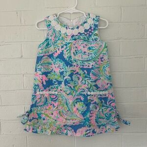 Lilly Pulitzer Sleeveless Paisley Shift Dress in Turquoise & Pink, 3T